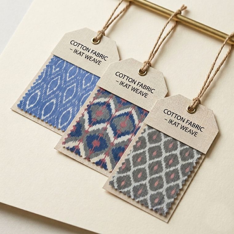 Cotton ikat weave swatches